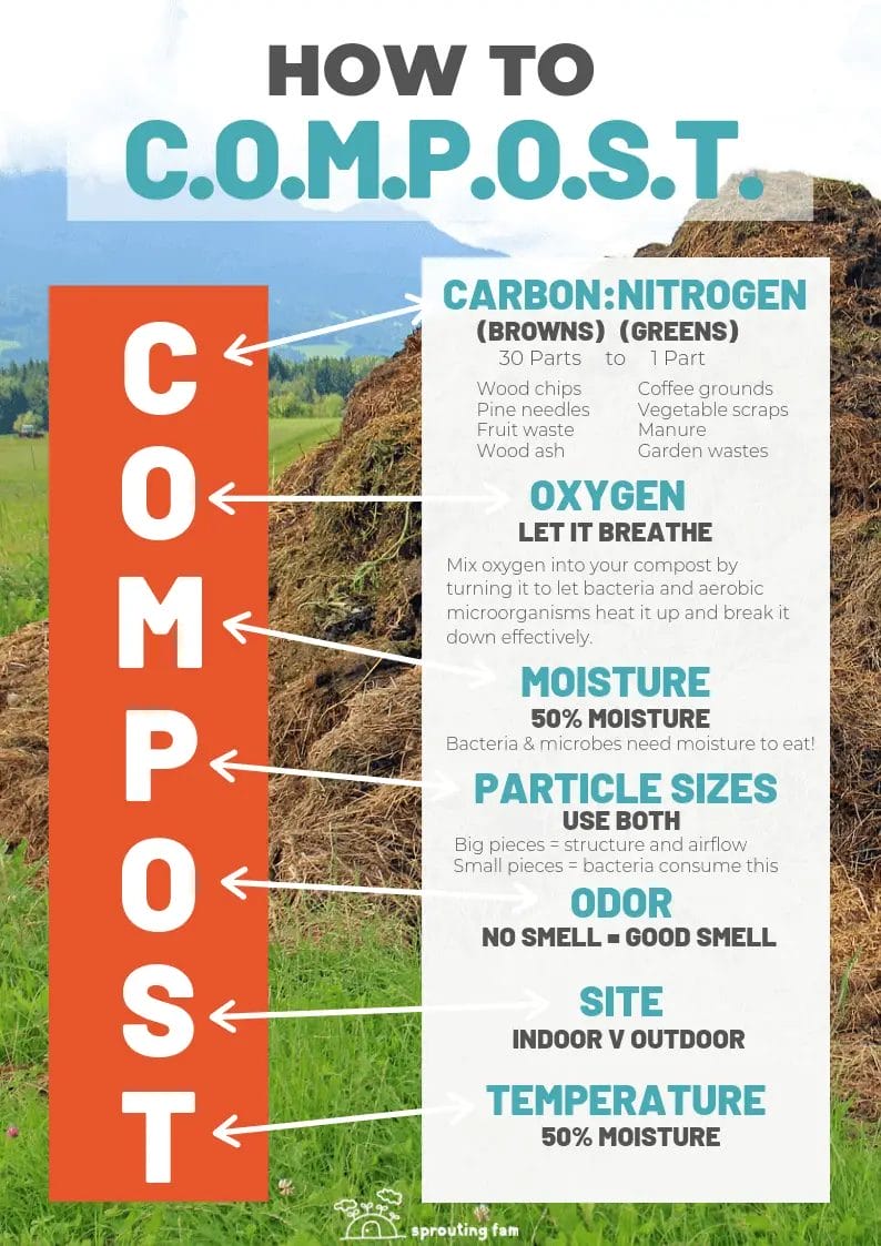 how to make a compost pile infographic for Pinterest