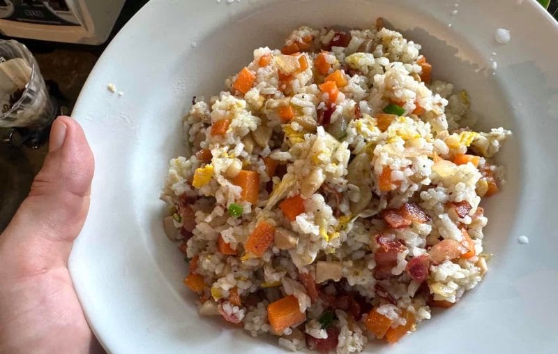 bacon fried rice recipe finished by sprouting fam