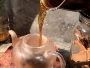 pouring in with green tea